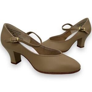 Theatricals Tan Genuine Leather Ankle Strap Character Dance Shoes Size 6M